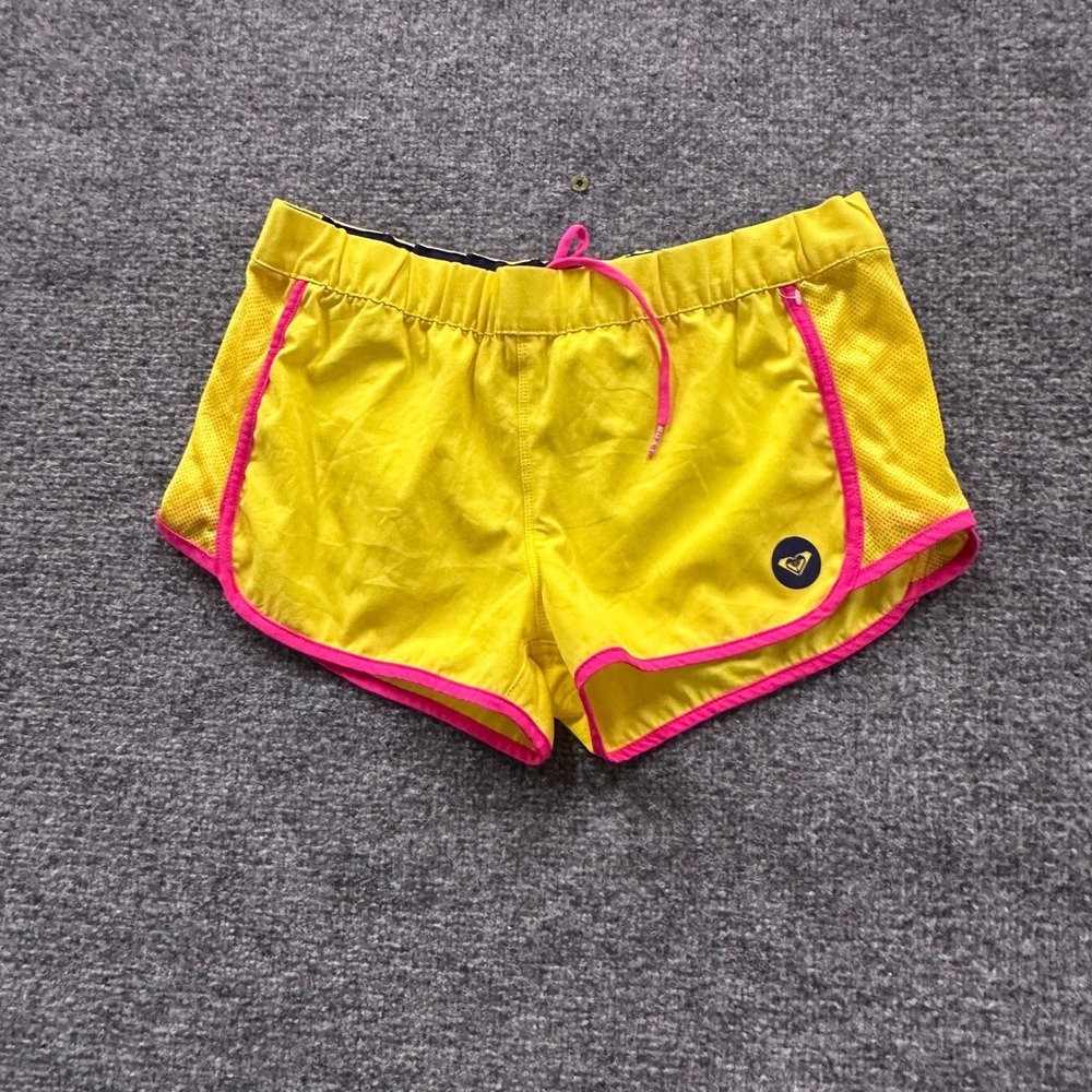 Roxy Shorts Womens Size 26 Yellow Pink Trim Mesh Athletic Board Shorts R421BS313